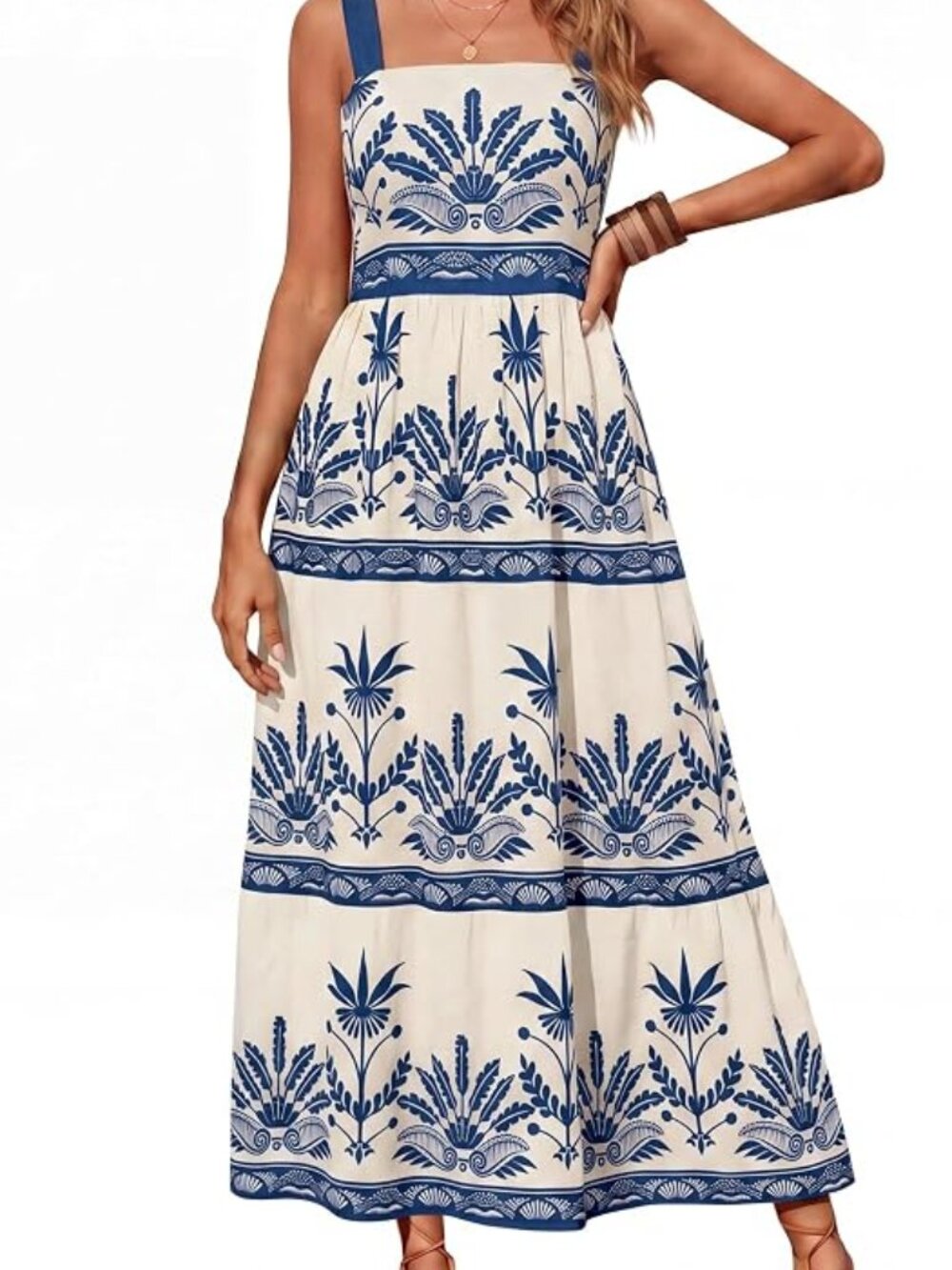 Boho Square Neck Maxi Dress